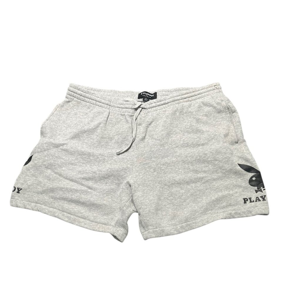 Playboy Shorts Men's Size XL Grey Bunny Logo Performance Drawstring Outdoor